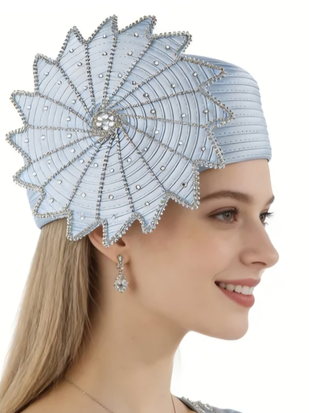 Light Blue Embellished Floral Cocktail Hat